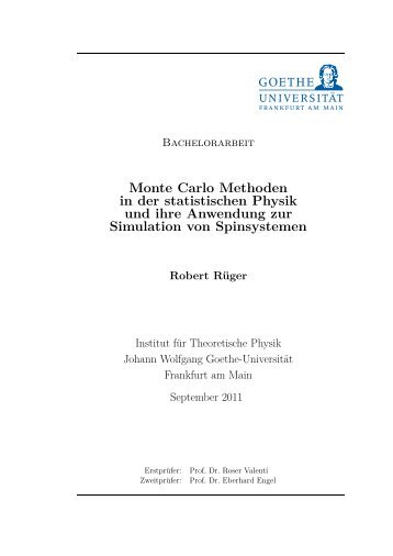 Monte Carlo Methoden in der statistischen Physik und ihre ...