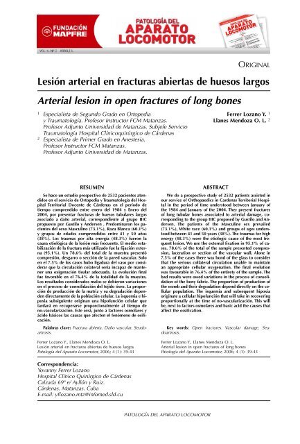 Lesión arterial en fracturas abiertas de huesos largos Arterial lesion ...