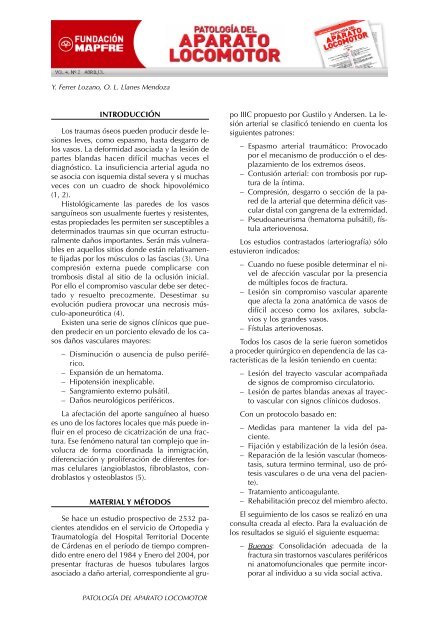 Lesión arterial en fracturas abiertas de huesos largos Arterial lesion ...