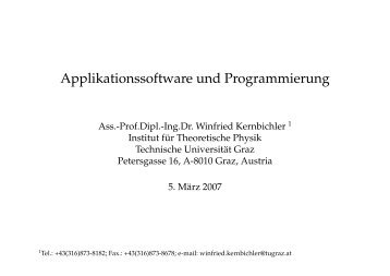 Applikationssoftware und Programmierung - TU Graz - Institut für ...