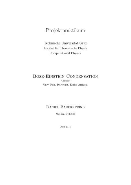 Projektpraktikum - TU Graz - Institut für Theoretische Physik ...
