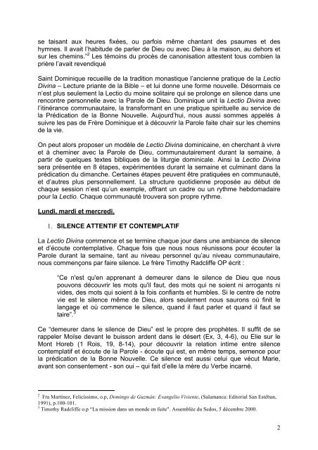 La Lectio Divina Comunautaire et la Prédication