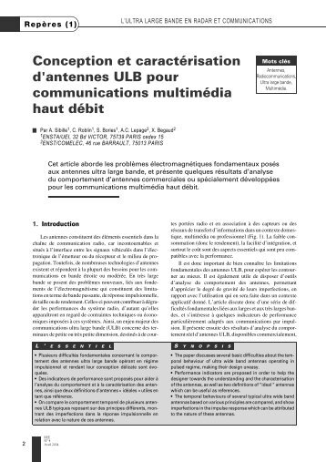 Conception et caractérisation d'antennes ULB pour ... - Ensta