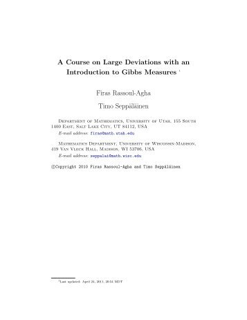 A Course on Large Deviations with an Introduction to Gibbs Measures.