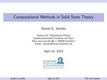 Computational Methods in Solid State Theory - Condensed Matter ...