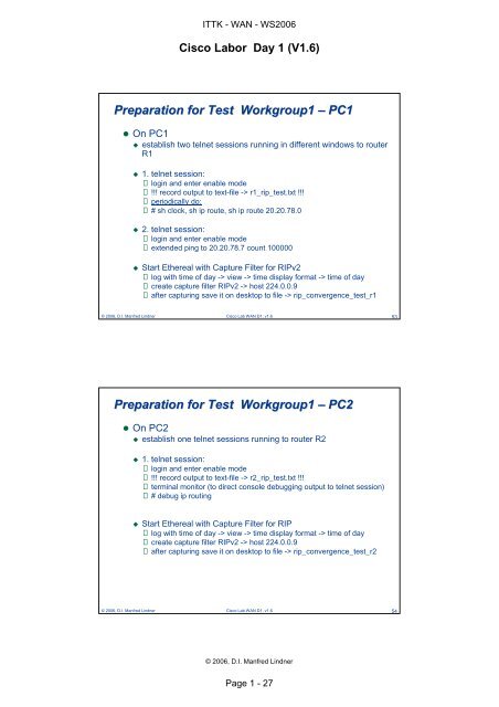 Laborübung WAN - Cisco Agenda