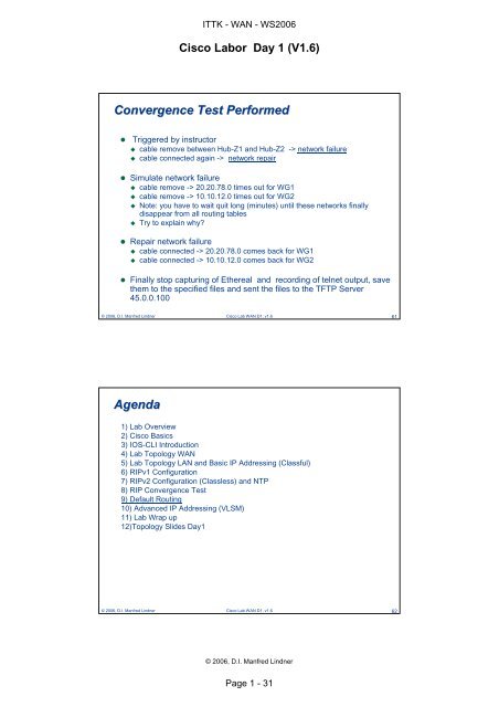 Laborübung WAN - Cisco Agenda