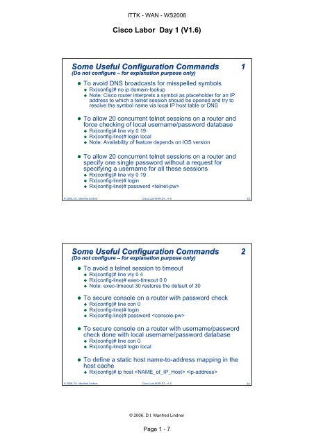 Laborübung WAN - Cisco Agenda