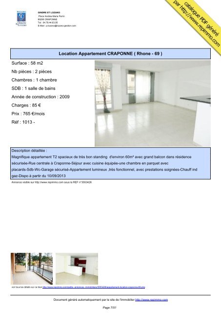 catalogue immobilier GINDRE ET LOZANO CRAPONNE - Repimmo