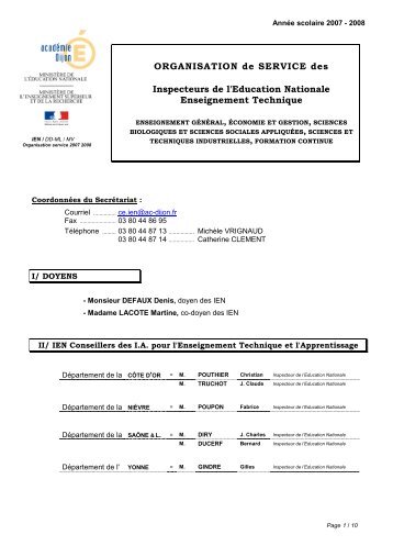 La répartition de service des I.E.N.