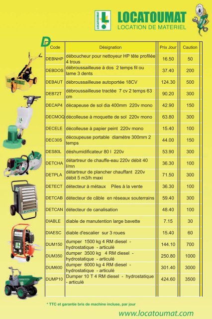 TARIF TTC - Locatoumat