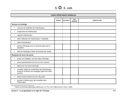 Situations d'observation structurées de la communication