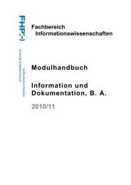 Modulhandbuch - Fachbereich Informationswissenschaften ...