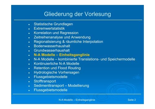 NA Modelle – Einheitsganglinie - Institut für Wasserwirtschaft ...