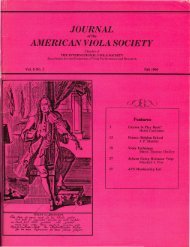 Journal of the American Viola Society Volume 6 No. 3, Fall 1990