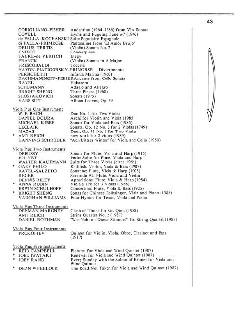 Journal of the American Viola Society Volume 6 No. 3, Fall 1990