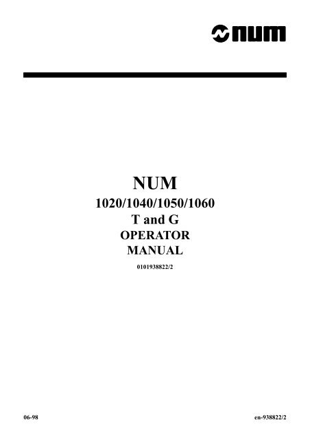 Num 10 1040 1050 1060 T And G Operator Manual Free