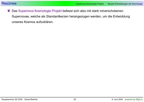 Supernova Kosmologie Projekt