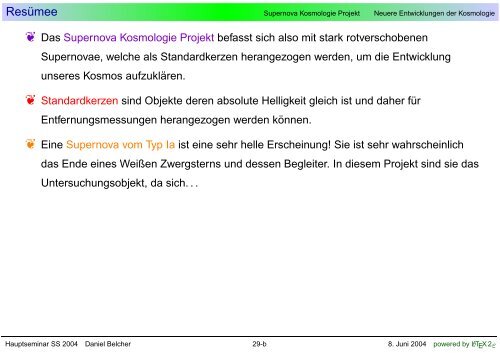 Supernova Kosmologie Projekt