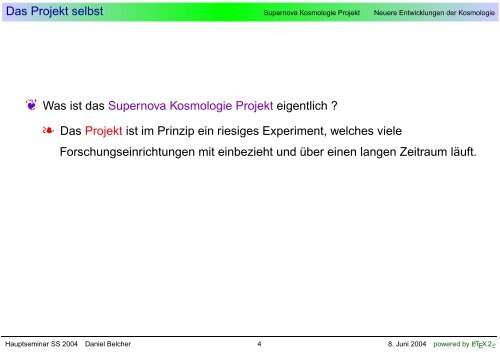 Supernova Kosmologie Projekt