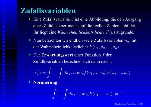 Hauptseminar: Kosmologie - Institut für Theoretische Physik der ...