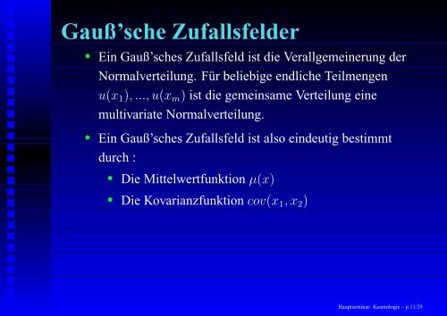 Hauptseminar: Kosmologie - Institut für Theoretische Physik der ...