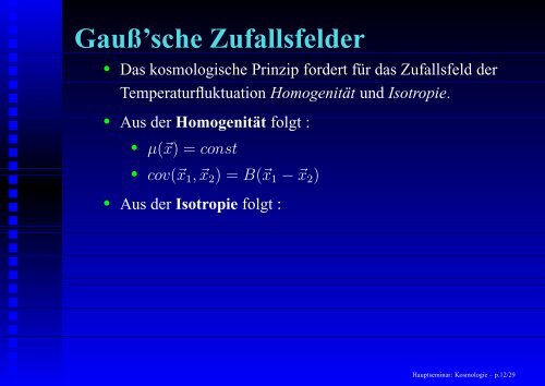 Hauptseminar: Kosmologie - Institut für Theoretische Physik der ...