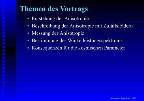 Hauptseminar: Kosmologie - Institut für Theoretische Physik der ...