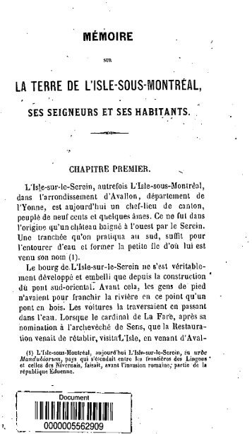 Memoire sur la terre de l'Isle-sous-Montreal, ses seigneurs et ses ...