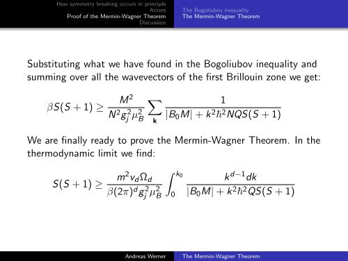 The Mermin-Wagner Theorem - Condensed Matter Theory Group