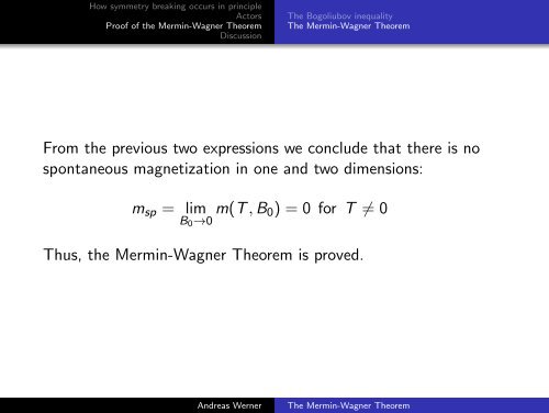 The Mermin-Wagner Theorem - Condensed Matter Theory Group