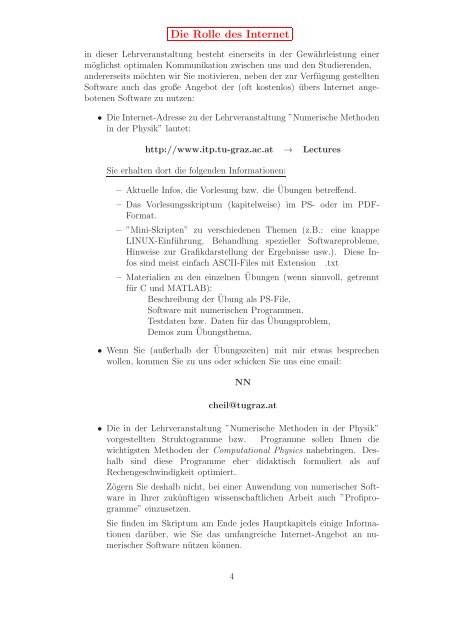 Numerische Methoden in der Physik WS 2012/2013 2 VL (515.421 ...