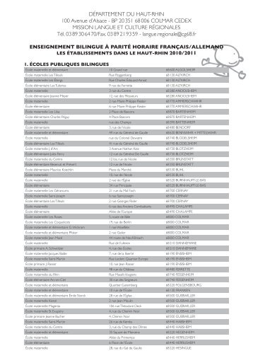 Ecoles bilingues dans le Haut-Rhin - Comité fédéral des ...