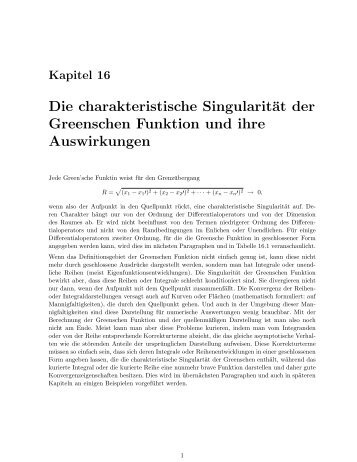 Die charakteristische Singularität der Greenschen Funktion und ihre ...