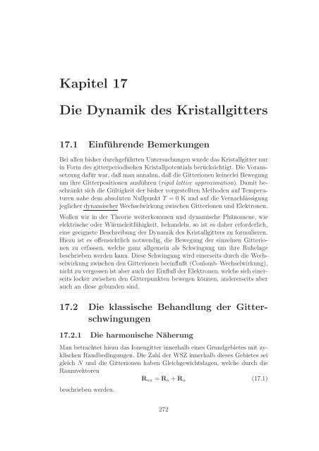 Kapitel 17 Die Dynamik des Kristallgitters - TU Graz - Institut für ...