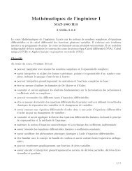 Mathématiques de l'ingénieur I - Département de mathématiques et ...