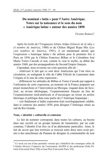 Du nominal " latin " pour l'Autre Amérique - Université Paris Diderot ...