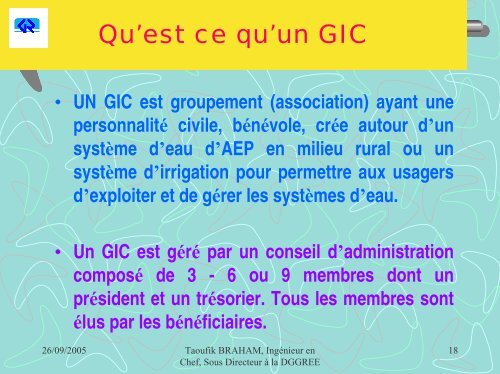 LES AXES DU PROGRAMME DE PROMOTION DES GIC - ADU-RES