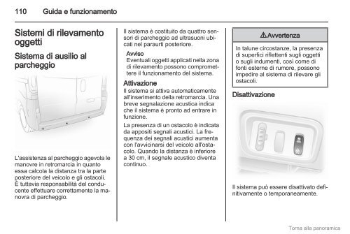 Opel Vivaro Manuale di uso e manutenzione