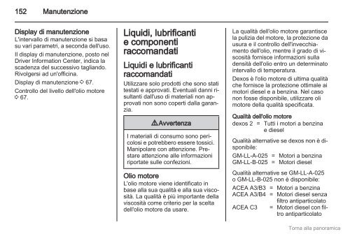 Opel Vivaro Manuale di uso e manutenzione