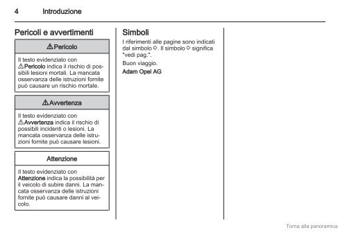 Opel Vivaro Manuale di uso e manutenzione