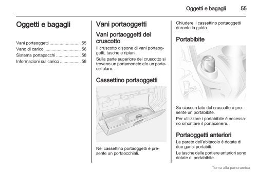 Opel Vivaro Manuale di uso e manutenzione