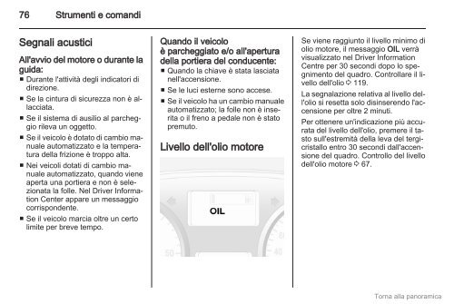 Opel Vivaro Manuale di uso e manutenzione