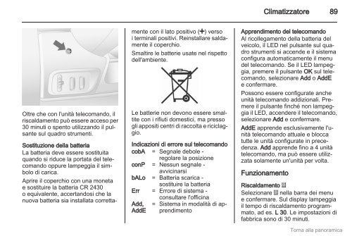 Opel Vivaro Manuale di uso e manutenzione