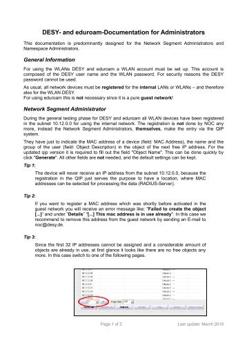 DESY- and eduroam-Documentation for Administrators - DESY - IT