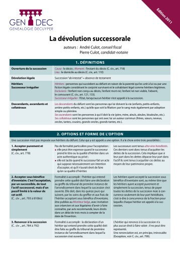 La dévolution successorale - Genealogie Decuyper - Généalogie ...