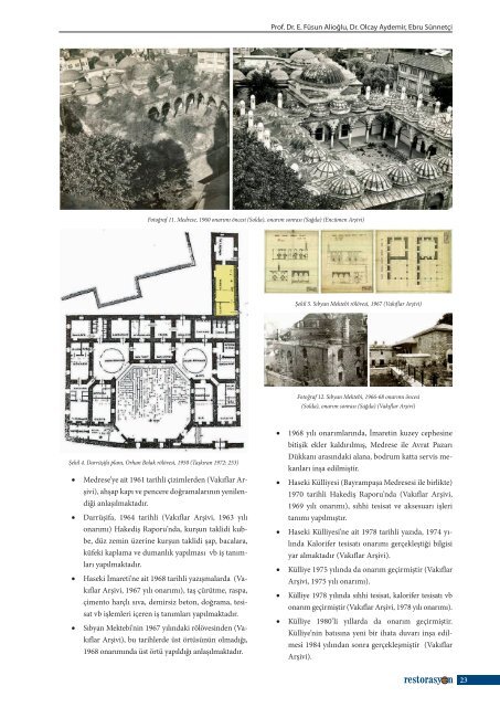 haseki hürrem sultan külliyesi 2010-2012 yılları restorasyonu