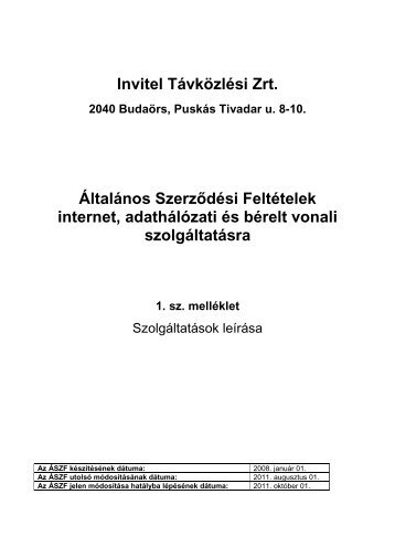 Invitel Távközlési Zrt. Általános Szerződési Feltételek internet ...