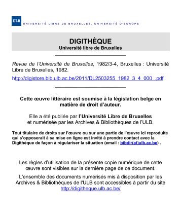 DIGITHÈQUE - de l'Université libre de Bruxelles