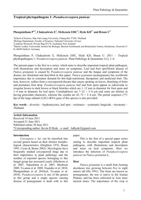 Tropical phytopathogens 1 - Plant Pathology & Quarantine